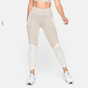 Outdoor Voices Techsweat two tone 3/4 leggings in beige/tan
